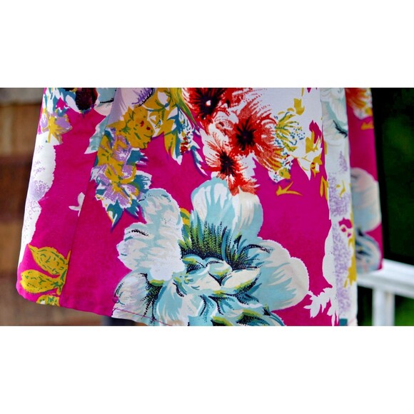 Anthropologie Band of Gypsies Pink Teal Abstract Floral Dress Womens Size Large - Picture 5 of 16